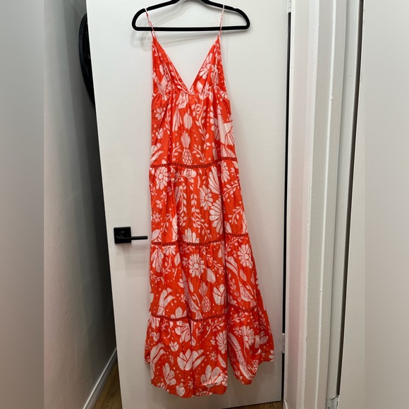 NWT FARM RIO Orange Maxi Tiered Dress Sz XS $230 MSRP - Picture 3 of 5